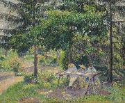 Enfants attables dans le jardin a Eragny,